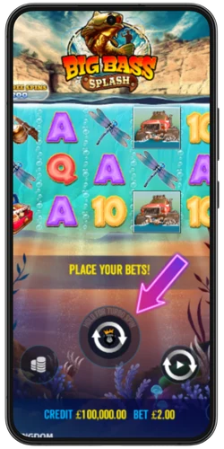 Big Bass Splash game grid on mobile – place your bet and hit spin