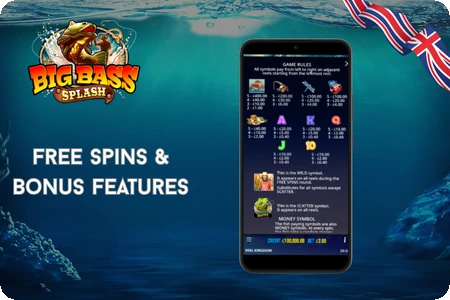 Big Bass Splash free spins and bonus features – paytable with Wild, Scatter and Money Symbol descriptions