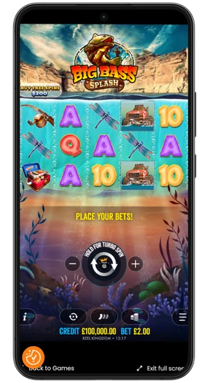 Big Bass Splash gameplay on the 5x3 reels