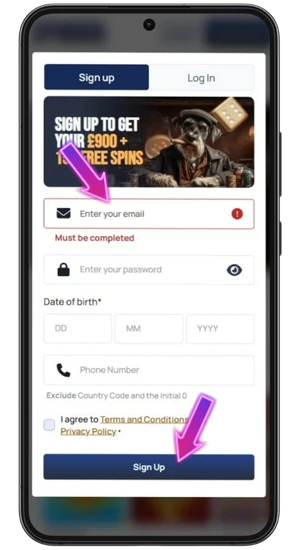 Registering and verifying an account for Big Bass Splash