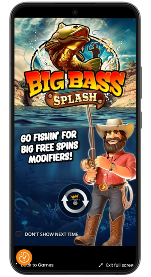 Big Bass Splash start game screen